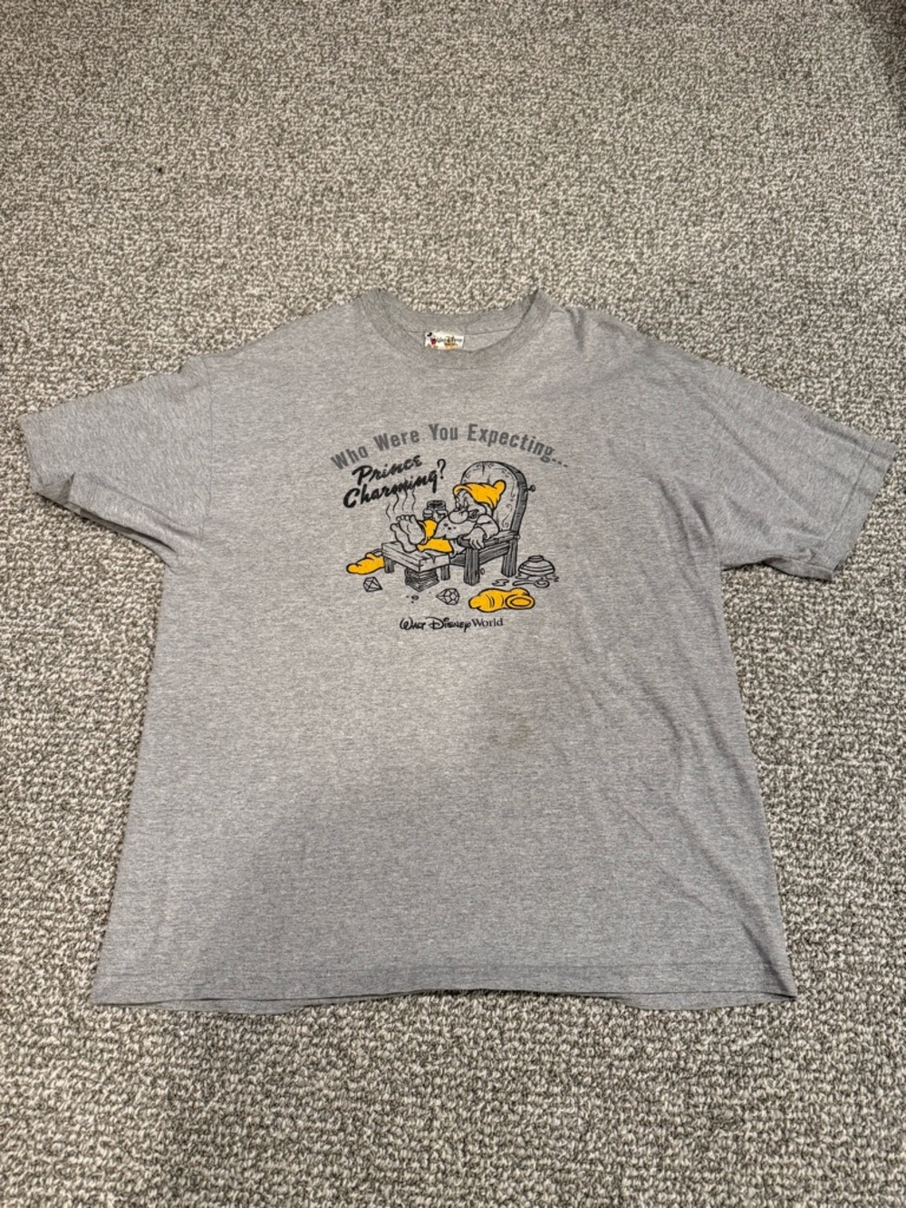 Vintage Grumpy Prince Charming Walt Disney World T Shirt Snow White 7 Dwarfs